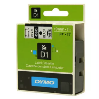 Bandă Dymo originală pentru imprimantă de etichete, Dymo, 45803, S0720830, imprimare neagră/fond alb, 7m, 19mm, D1