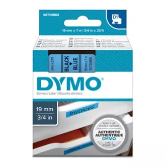 Bandă Dymo originală pentru imprimantă de etichete, Dymo, 45806, S0720860, imprimare neagră/fond albastru, 7m, 19mm, D1
