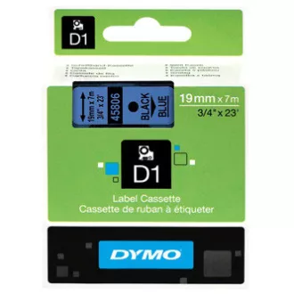 Bandă Dymo originală pentru imprimantă de etichete, Dymo, 45806, S0720860, imprimare neagră/fond albastru, 7m, 19mm, D1