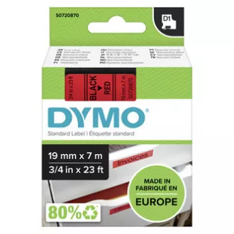 Bandă Dymo originală pentru imprimantă de etichete, Dymo, 45807, S0720870, imprimare neagră/fond roșu, 7m, 19mm, D1 Bandă Dymo originală pentru imprimantă de etichete, Dymo, 45807, S0720870, imprimare neagră/fond roșu, 7m, 19mm, D1