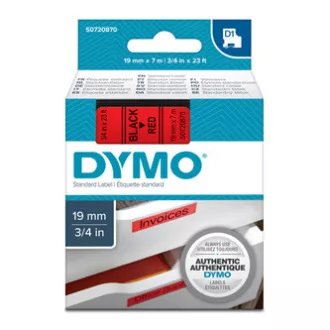 Bandă Dymo originală pentru imprimantă de etichete, Dymo, 45807, S0720870, imprimare neagră/fond roșu, 7m, 19mm, D1 Bandă Dymo originală pentru imprimantă de etichete, Dymo, 45807, S0720870, imprimare neagră/fond roșu, 7m, 19mm, D1