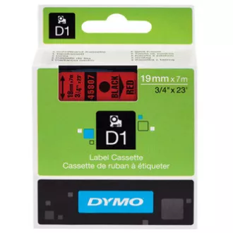 Bandă Dymo originală pentru imprimantă de etichete, Dymo, 45807, S0720870, imprimare neagră/fond roșu, 7m, 19mm, D1 Bandă Dymo originală pentru imprimantă de etichete, Dymo, 45807, S0720870, imprimare neagră/fond roșu, 7m, 19mm, D1