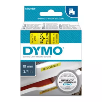 Bandă Dymo originală pentru imprimantă de etichete, Dymo, 45808, S0720880, imprimare neagră/fond galben, 7m, 19mm, D1