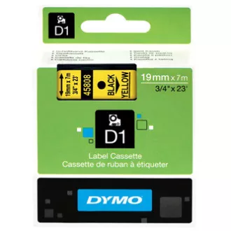 Bandă Dymo originală pentru imprimantă de etichete, Dymo, 45808, S0720880, imprimare neagră/fond galben, 7m, 19mm, D1