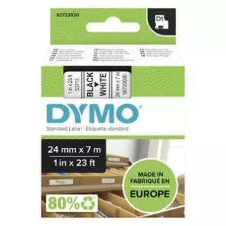 Bandă Dymo originală pentru imprimantă de etichete, Dymo, 53713, S0720930, imprimare neagră/fond alb, 7m, 24mm, D1
