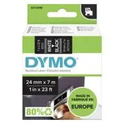 Bandă adezivă originală Dymo pentru imprimantă de etichete, Dymo, 53721, S0721010, imprimare albă/fundal negru, 7m, 24mm, D1