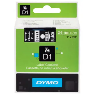 Bandă adezivă originală Dymo pentru imprimantă de etichete, Dymo, 53721, S0721010, imprimare albă/fundal negru, 7m, 24mm, D1 Bandă adezivă originală Dymo pentru imprimantă de etichete, Dymo, 53721, S0721010, imprimare albă/fundal negru, 7m, 24mm, D1
