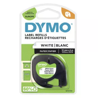 Bandă Dymo originală pentru imprimantă de etichete, Dymo, 59421, S0721510, imprimare neagră/fond alb, 4m, 12mm, bandă de hârtie LetraTag