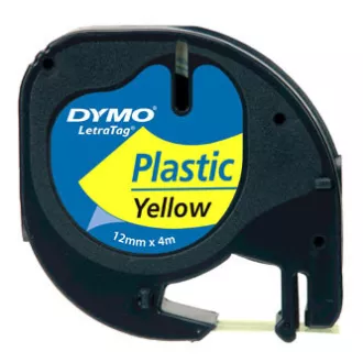 Bandă Dymo originală pentru imprimantă de etichete, Dymo, 59423, S0721620, imprimare neagră/fond galben, 4m, 12mm, bandă de plastic LetraTag