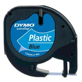 Bandă Dymo originală pentru imprimantă de etichete, Dymo, S0721650, imprimare neagră/fond albastru, 4 m, 12 mm, bandă de plastic LetraTag Bandă Dymo originală pentru imprimantă de etichete, Dymo, S0721650, imprimare neagră/fond albastru, 4 m, 12 mm, bandă de plastic LetraTag