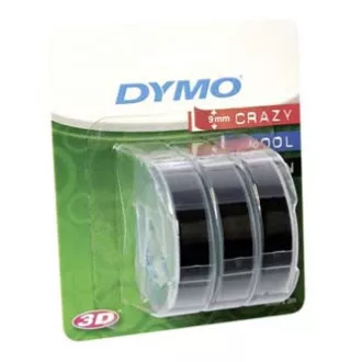 Bandă Dymo originală pentru imprimantă de etichete, Dymo, S0847730, fundal negru, 3m, 9mm, 3D, 1 blister/3 buc