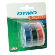 Bandă Dymo originală pentru imprimantă de etichete, Dymo, S0847750, imprimare albă/negru, fundal albastru, roșu, 3m, 9mm, 1 blister/3 buc, 3D