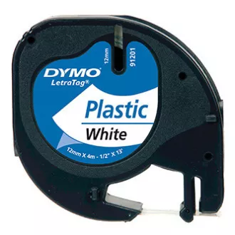 Bandă Dymo originală pentru imprimantă de etichete, Dymo, 91221, S0721660, imprimare neagră/fond alb, 4m, 12mm, bandă de plastic LetraTag Bandă Dymo originală pentru imprimantă de etichete, Dymo, 91221, S0721660, imprimare neagră/fond alb, 4m, 12mm, bandă de plastic LetraTag