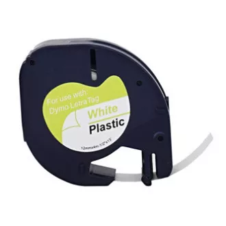 Bandă de etichetare compatibilă G&G, pentru Dymo, WT-RL-D-91221-BK, S0721660, 91221, imprimare neagră/bază albă, 4m, 12mm, LetraTa