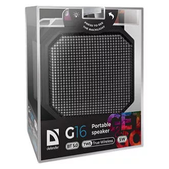 Difuzor Defender G16, Li-Ion, 1.0, 5W, negru, control volum, iluminare LED de fundal, BT 5.0, TWS, 50Hz~20kHz, REDUCERE Difuzor Defender G16, Li-Ion, 1.0, 5W, negru, control volum, iluminare LED de fundal, BT 5.0, TWS, 50Hz~20kHz, REDUCERE