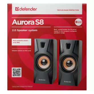 Boxe Defender Aurora S8, 2.0, 8W, negru, control volum, 70Hz~20kHz