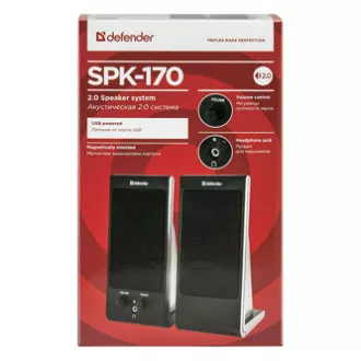 Boxe Defender SPK-170, 2.0, 4W, negru, control volum, carcasă ecranată magnetic, mufă pentru căști, 200Hz~18k