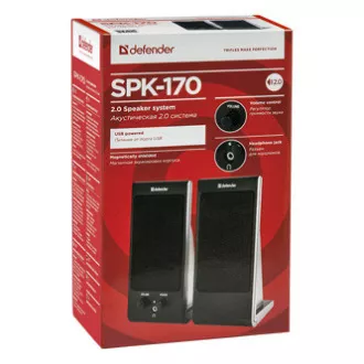 Boxe Defender SPK-170, 2.0, 4W, negru, control volum, carcasă ecranată magnetic, mufă pentru căști, 200Hz~18k