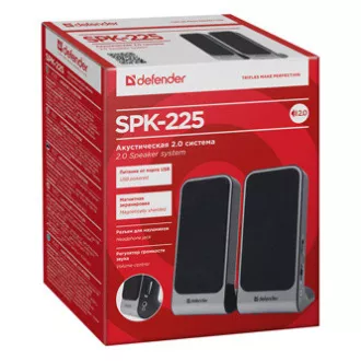 Boxe Defender SPK-225, 2.0, 4W, gri, control volum, carcasă ecranată magnetic, mufă pentru căști, 200Hz~18kHz