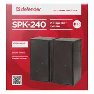Boxe Defender SPK 240, 2.0, 2x3W, negre, control volum, lemn, 100Hz~18kHz