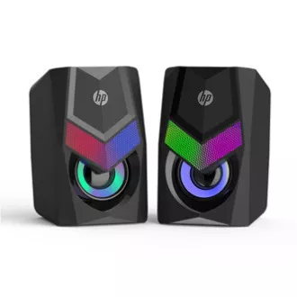 Boxe HP DHE-6000, 2.0, 6W, negre, control volum, desktop, mufă de 3,5 mm (USB), iluminare din spate, 160Hz-20KHz