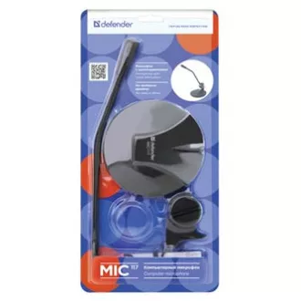 Defender, microfon computer, MIC-117, fara control volum, negru, desktop, condensator