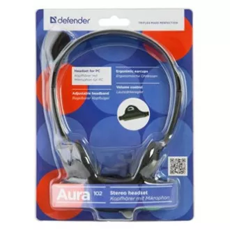 Căști Defender Aura HN-102 cu microfon, cu fir, negre, deschise, 2x jack de 3,5 mm