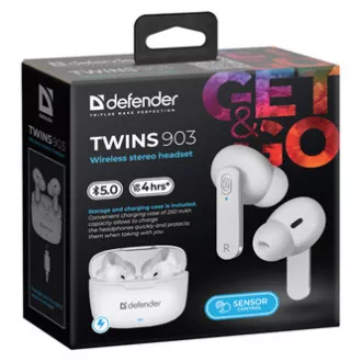 Defender Twins 903, căști cu microfon, wireless, alb, in-ear, BT 5.0, TWS, carcasă tip Bluetooth, REDUCERE Defender Twins 903, căști cu microfon, wireless, alb, in-ear, BT 5.0, TWS, carcasă tip Bluetooth, REDUCERE