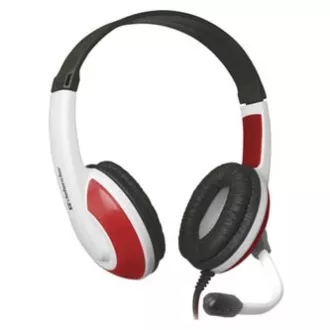 Căști de gaming Defender Warhead G-120 cu microfon, cu fir, alb-roșu, 2x jack de 3,5 mm