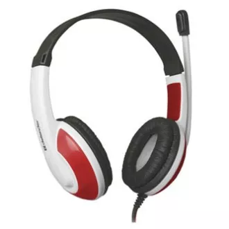 Căști de gaming Defender Warhead G-120 cu microfon, cu fir, alb-roșu, 2x jack de 3,5 mm