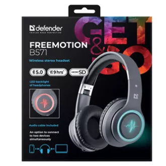 Căști Defender FreeMotion B571 cu microfon, wireless, gri, 2.0, drivere de 40 mm tip micro-USB Căști Defender FreeMotion B571 cu microfon, wireless, gri, 2.0, drivere de 40 mm tip micro-USB