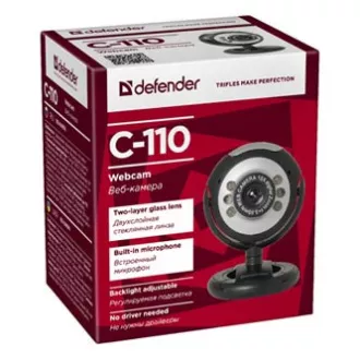 Cameră web Defender C-110, negru-gri 0.3 Mpix, USB 2.0, pentru notebook/LCD