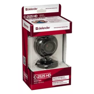 Cameră web Defender C-2525HD, neagră, 2 MPix, USB 2.0, pentru notebook/LCD Cameră web Defender C-2525HD, neagră, 2 MPix, USB 2.0, pentru notebook/LCD