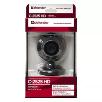 Cameră web Defender C-2525HD, neagră, 2 MPix, USB 2.0, pentru notebook/LCD Cameră web Defender C-2525HD, neagră, 2 MPix, USB 2.0, pentru notebook/LCD