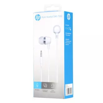 Căști HP DHE-7000 cu microfon, cu fir, albe, 2.0, tip mufă jack de 3,5 mm
