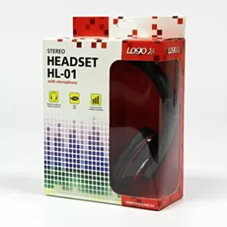 Căști Logo HL-01 cu microfon, cu fir, negre, USB