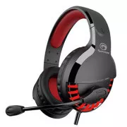 Căști Marvo HG9022 cu microfon, cu fir, negru-roșu, 7.1 (virtual), LED, iluminare din spate tip USB