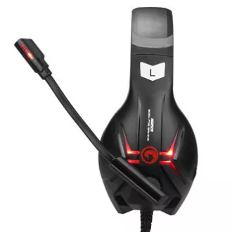 Căști Marvo HG8928 cu microfon, cu fir, negre, iluminare din spate, jack de 3,5 mm + splitter