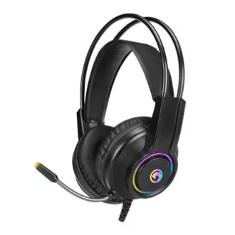 Căști Marvo HG8935 cu microfon, cu fir, negre, iluminate din spate, USB