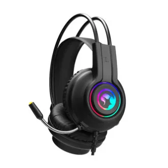 Căști Marvo HG8935 cu microfon, cu fir, negre, iluminate din spate, USB