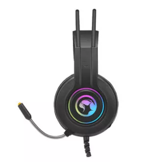 Căști Marvo HG8935 cu microfon, cu fir, negre, iluminate din spate, USB