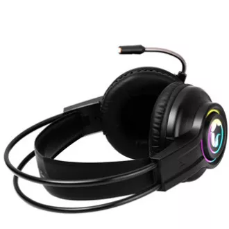 Căști Marvo HG8935 cu microfon, cu fir, negre, iluminate din spate, USB