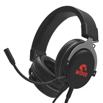 Căști Marvo HG9052 cu microfon, cu fir, negre, 7.1 (virtual), iluminare din spate roșie, tip USB 7.1 (virtual)