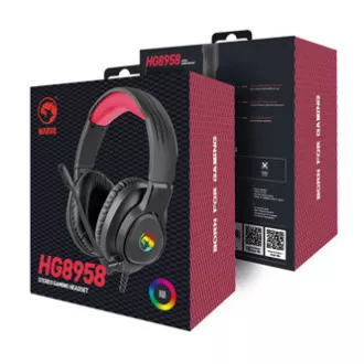 Căști Marvo HG8958 cu microfon, cu fir, negre, pentru gaming, mufă de 3,5 mm + splitter + USB Căști Marvo HG8958 cu microfon, cu fir, negre, pentru gaming, mufă de 3,5 mm + splitter + USB