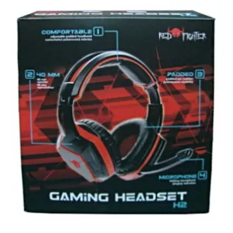 Căști de gaming Red Fighter H2 cu microfon, cu fir, negru-roșu, 2x jack de 3,5 mm Căști de gaming Red Fighter H2 cu microfon, cu fir, negru-roșu, 2x jack de 3,5 mm