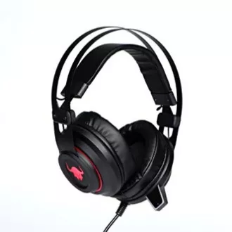 Căști Red Fighter H3 cu microfon, cu fir, negru-roșu, gaming, iluminare din spate, 2x jack de 3,5 mm + USB