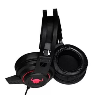 Căști Red Fighter H3 cu microfon, cu fir, negru-roșu, gaming, iluminare din spate, 2x jack de 3,5 mm + USB