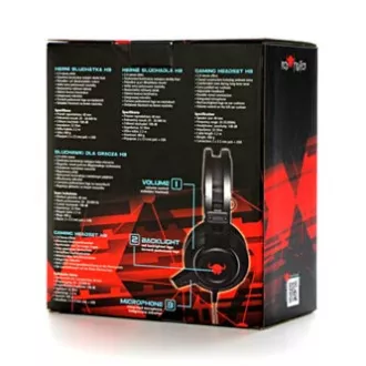 Căști Red Fighter H3 cu microfon, cu fir, negru-roșu, gaming, iluminare din spate, 2x jack de 3,5 mm + USB