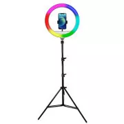 Powerton Round Light 13", RGB LED, mare, reglaj de culoare și intensitate, suport pentru telefon și trepied