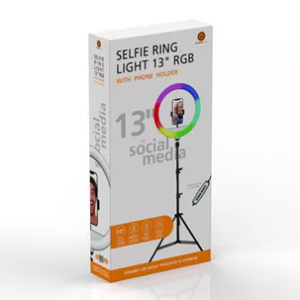 Inel de lumină Powerton LIFE, 13", reglare culoare și luminozitate, suport telefon și trepied, REDUCERE